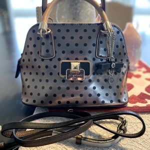 GUESS Gold with Black polka dots small tote.